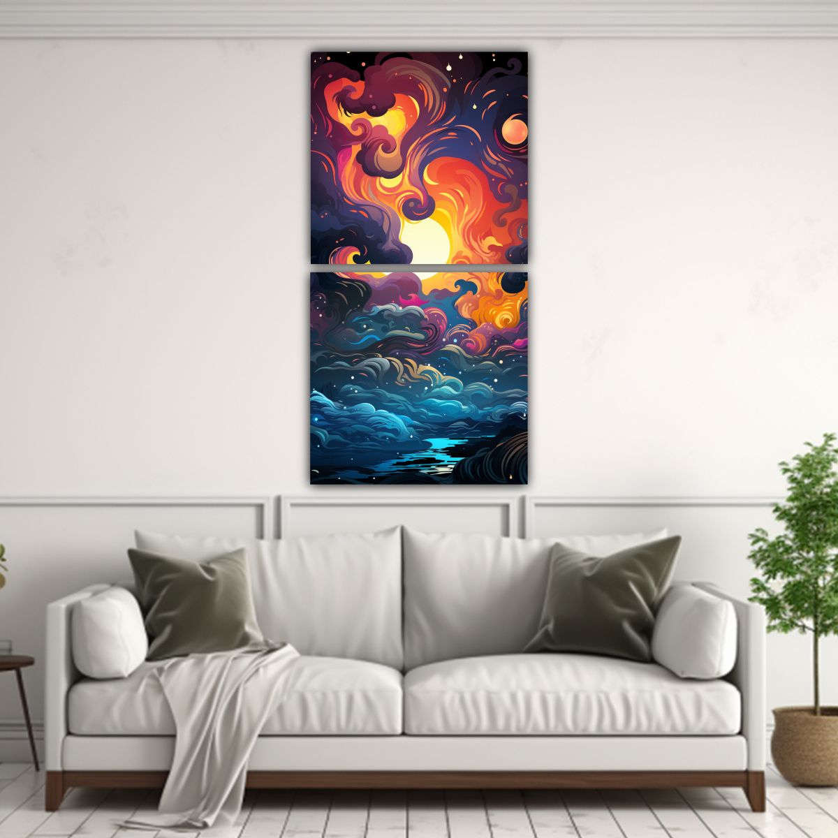 GENERICO - Cuadros Abstracción Ambiente Marbling Lienzo 60x120 Cm