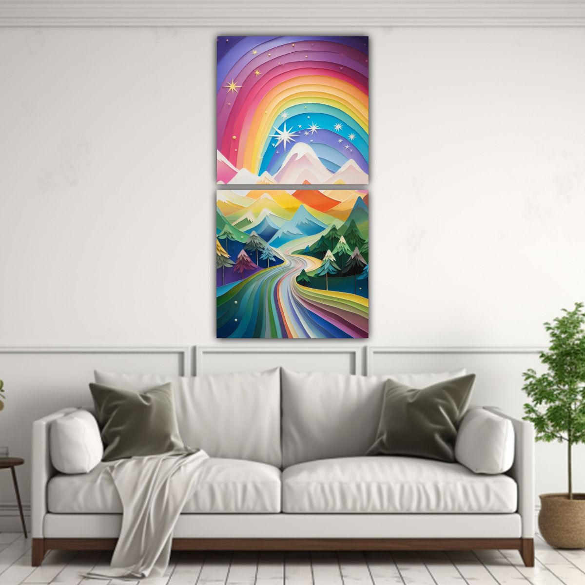 GENERICO - Pintura Moderna De Paisaje De Montaña Con Estilo 40x80 Cm