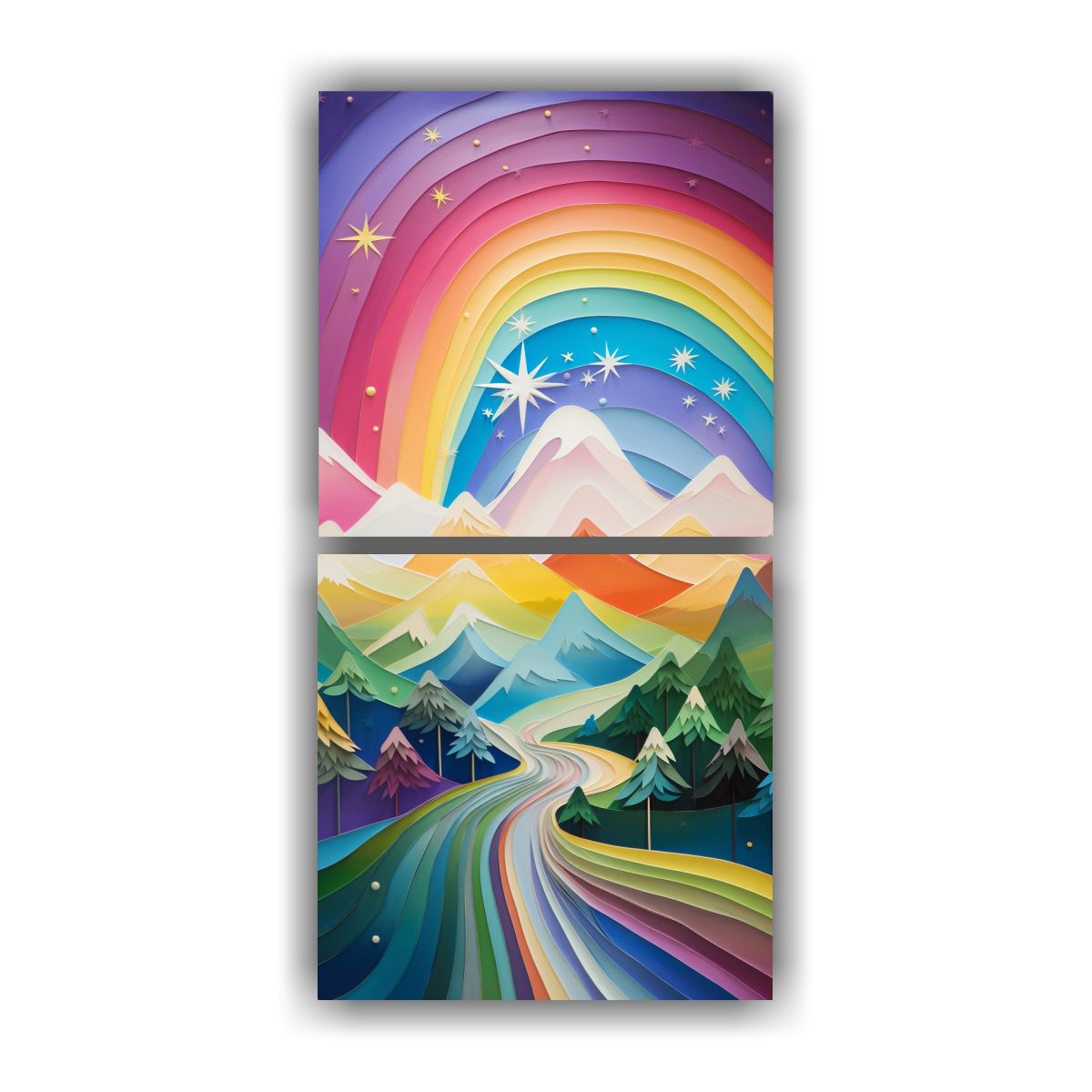 GENERICO - Pintura Moderna De Paisaje De Montaña Con Estilo 20x40 Cm