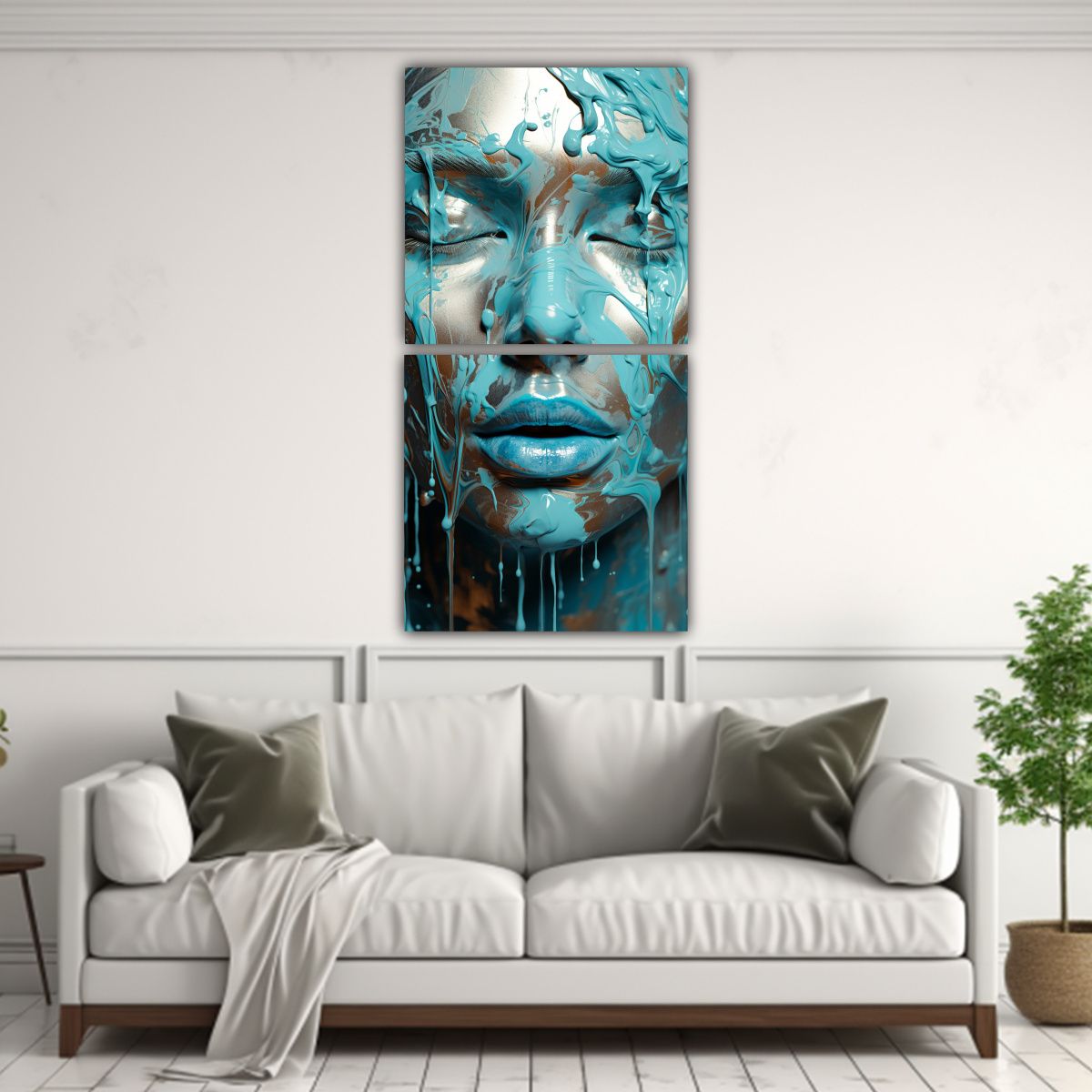 GENERICO - Set 2 Artes Creativa Estilo Plata Claro Y Turquesa 60x120 Cm
