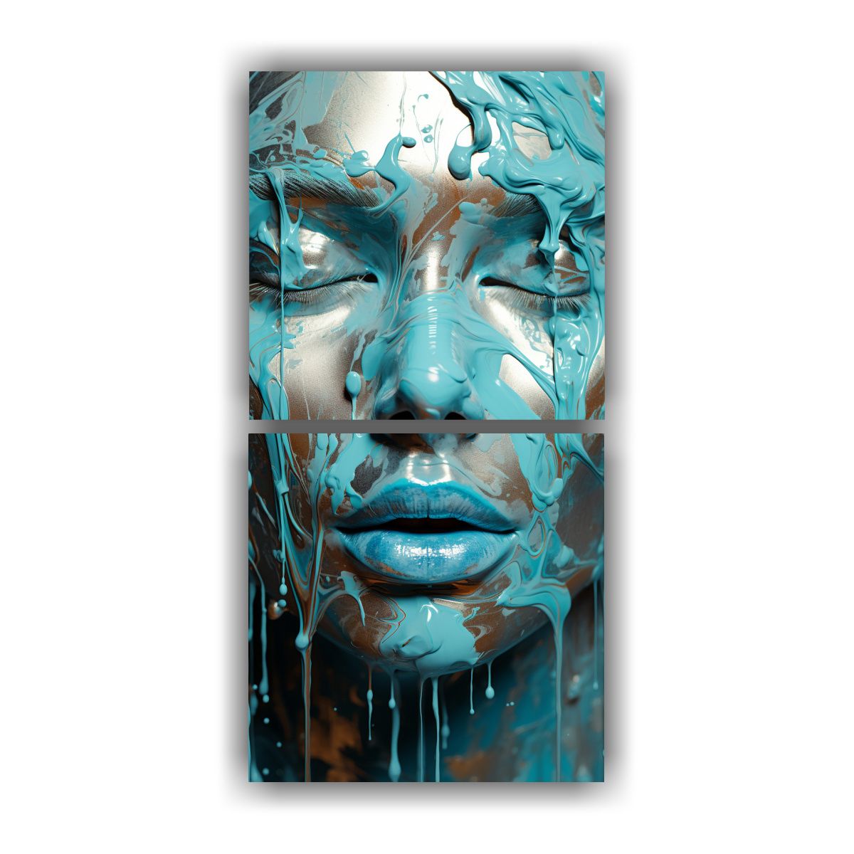 GENERICO - Set 2 Artes Creativa Estilo Plata Claro Y Turquesa 20x40 Cm