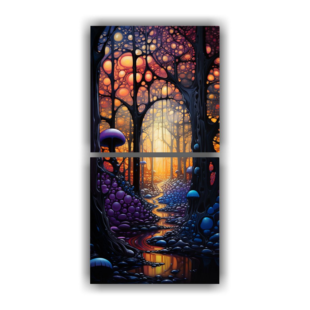 GENERICO - Dos Telas En Bastidor Movimiento Majestuosas Deep 50x100 Cm