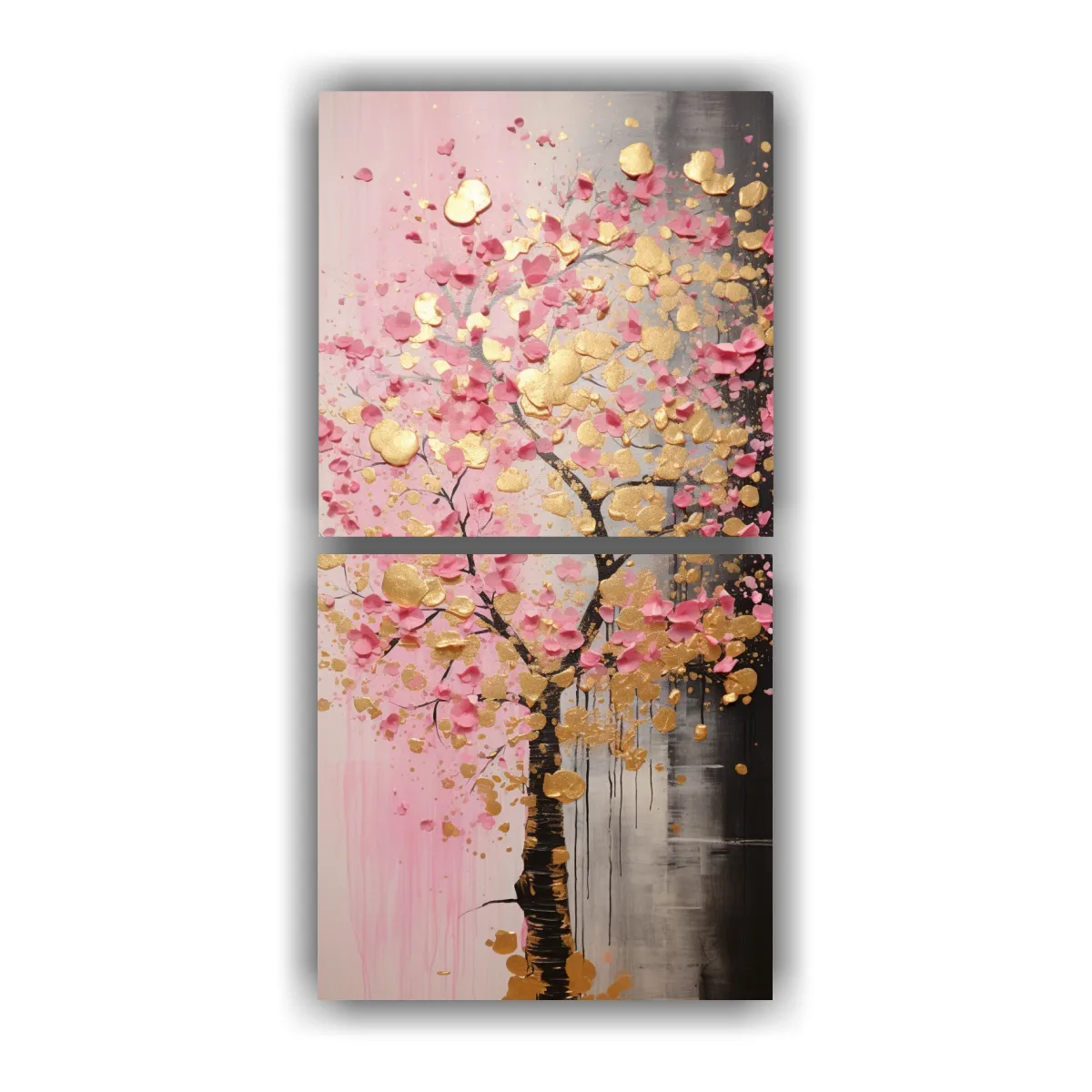 GENERICO - Floreciente árbol Dorado Y Rosa En Un Lienzo 40x80 Cm