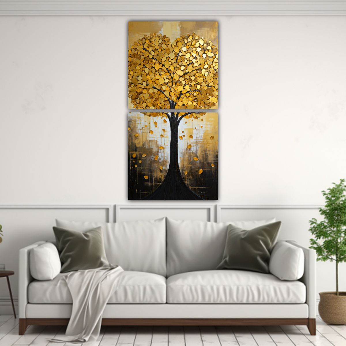 GENERICO - Pintura De Arte Abstracto De Dos Árboles En 40x80 Cm