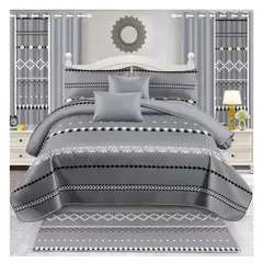 GENERICO - JUEGO DE SABANAS 3 PIEZA CON DISEÑO GRIS CLASICO 1.5 PLAZA TF