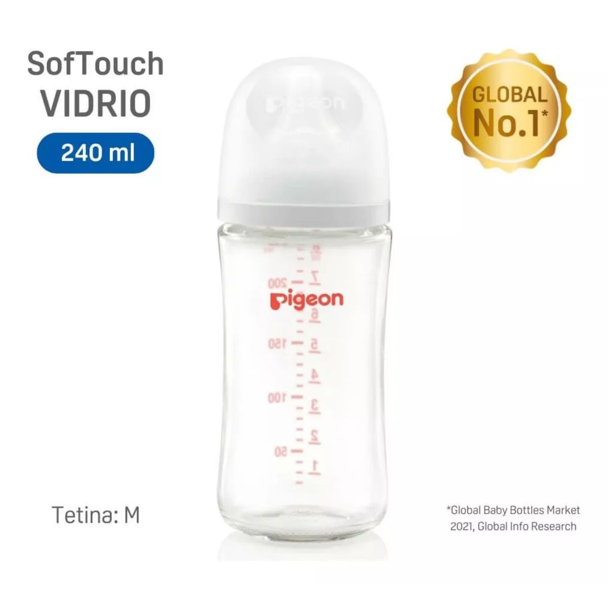 PIGEON - Mamadera Pigeon Softouch Vidrio Boca Ancha 240ml