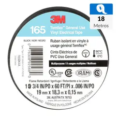 TEMFLEX - HUINCHA AISLADORA PLASTICA NEGRA 18 MT 3M