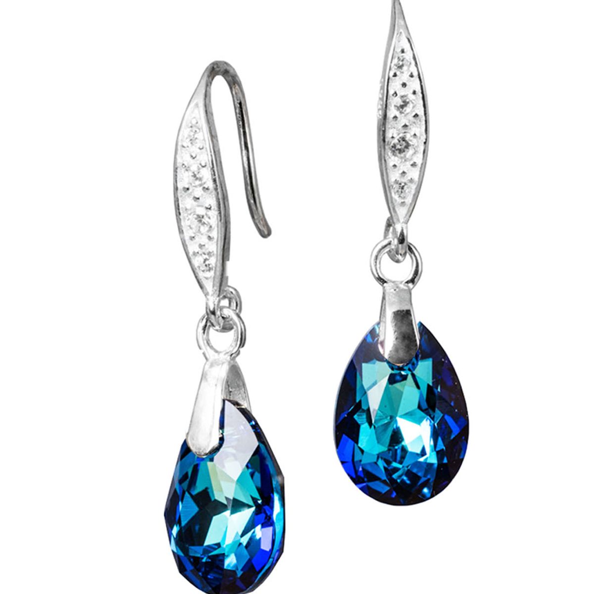 JOYAS MONTERO - Aros Capricho Plata 925 creado con cristales de Swarovski® Bermuda Blue