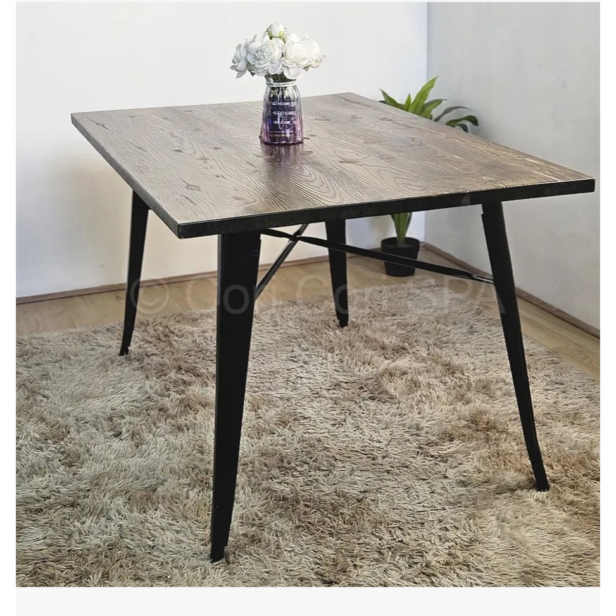 CORI CORI - Mesa Tolix Rectangular Madera Natural 140x90cm