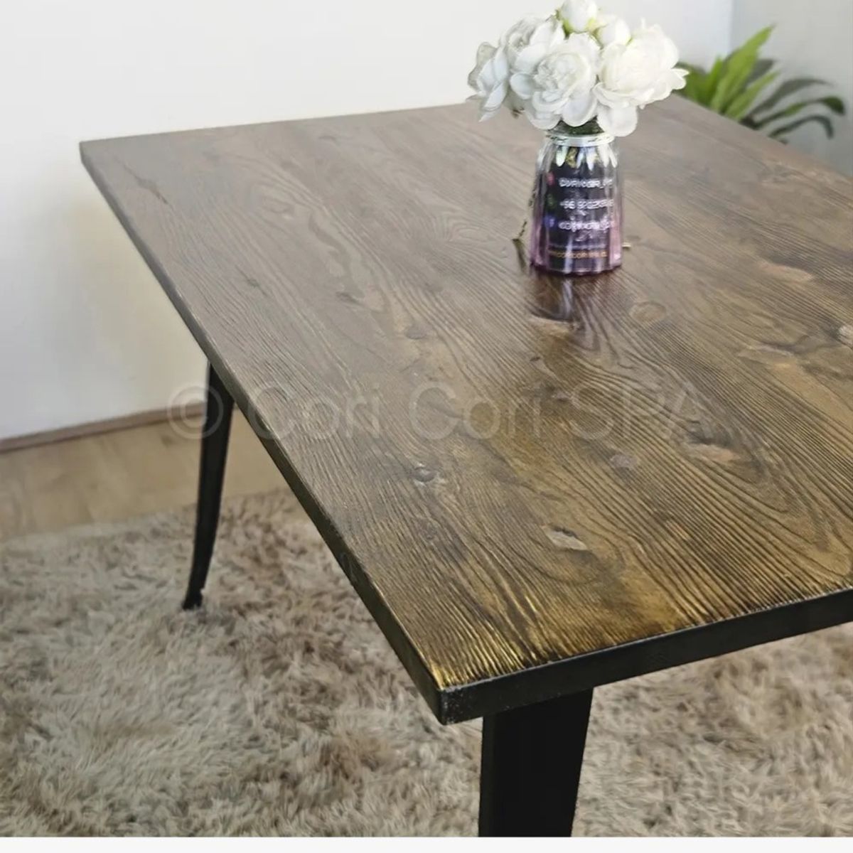 CORI CORI - Mesa Tolix Rectangular Madera Natural 140x90cm