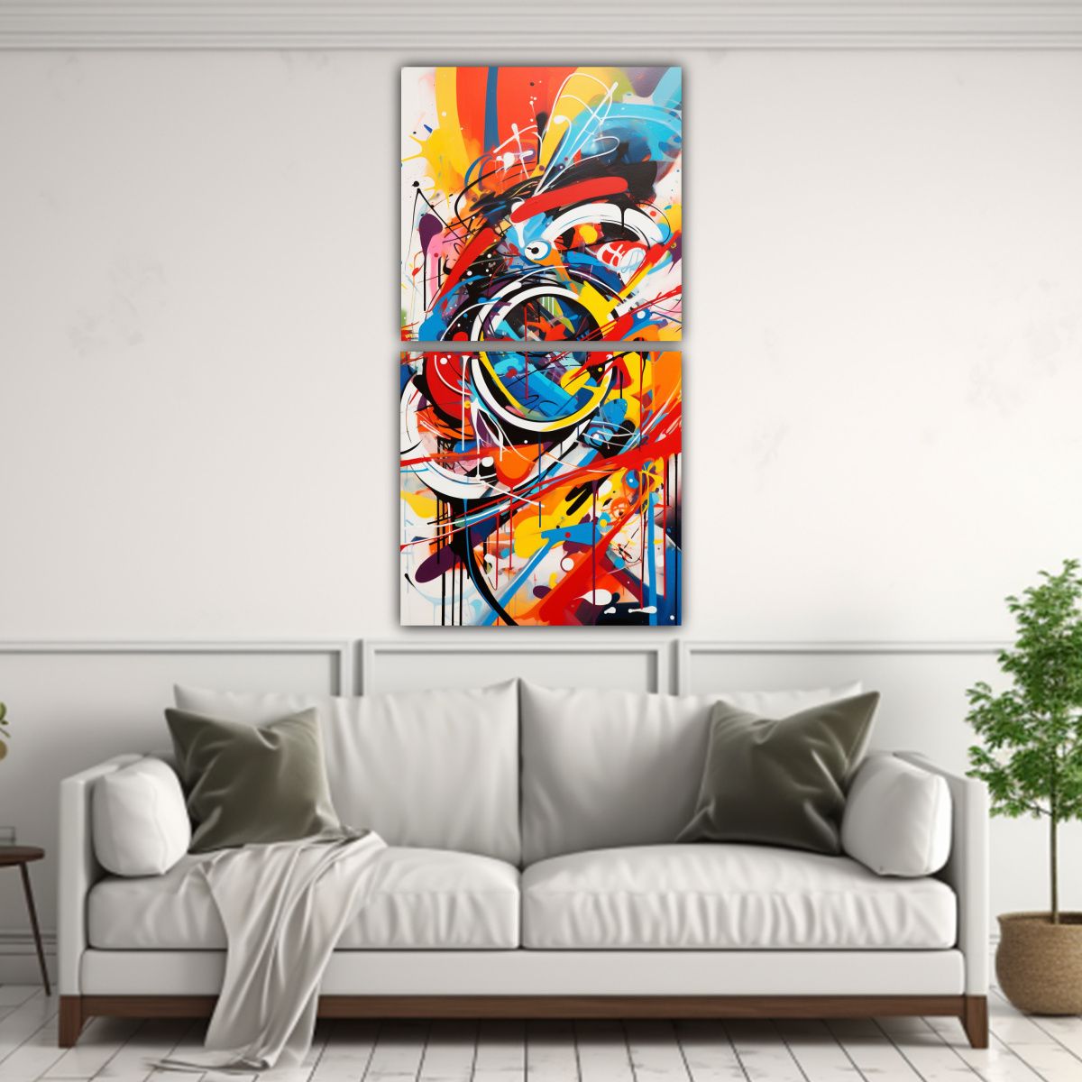 GENERICO - Set 2 Lienzos Vanguardia Fantasía Abstracta 50x100 Cm