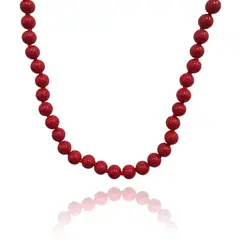 COGGIOLA - Collar Jade Rojo Reconstituido 8mm Plata Fina 925