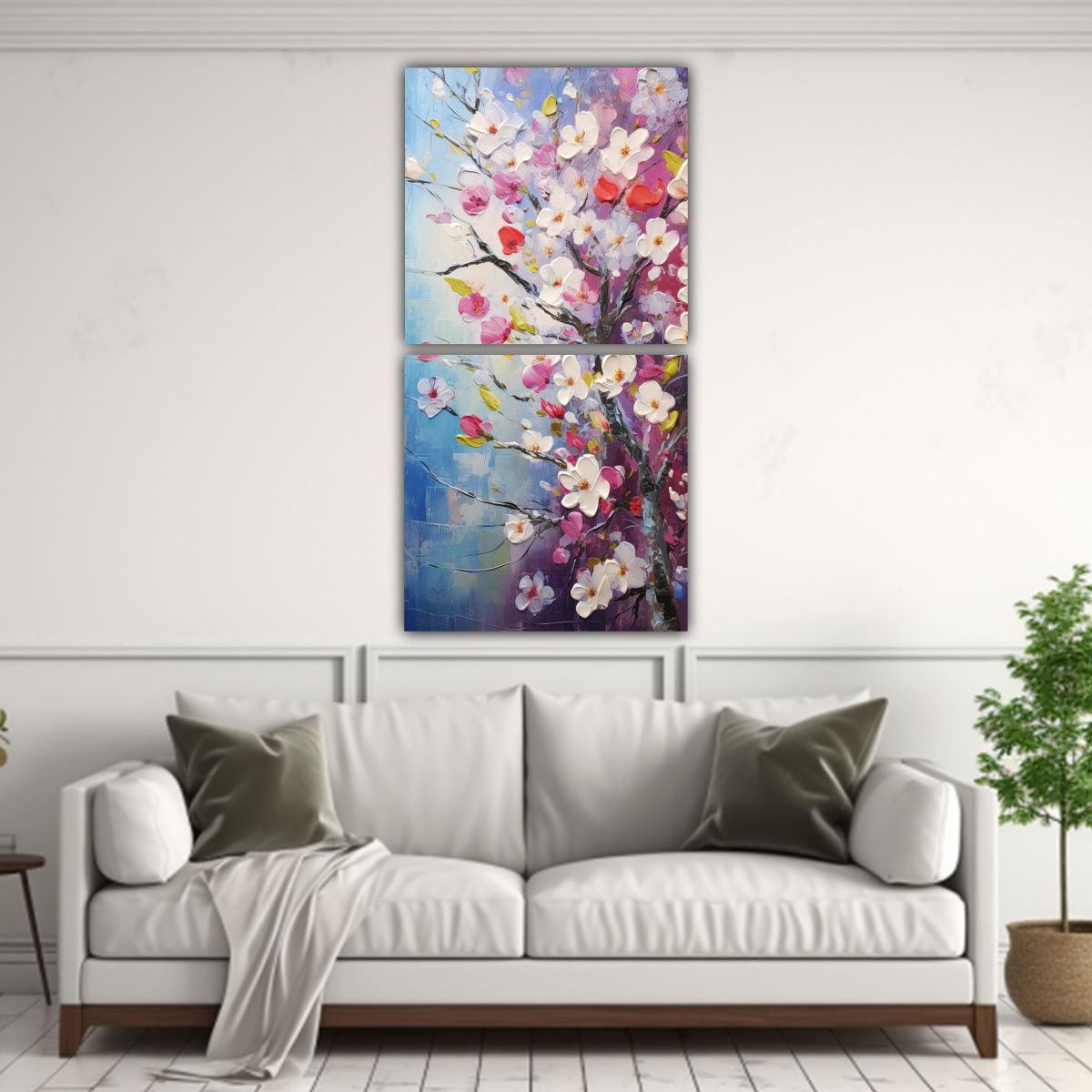 GENERICO - Pintura De Cerezos En Flor En Lindos Colores 60x120 Cm