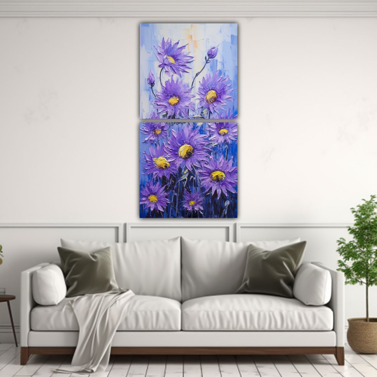 GENERICO - Pintura En Lienzo De Girasoles Púrpuras En El 40x80 Cm