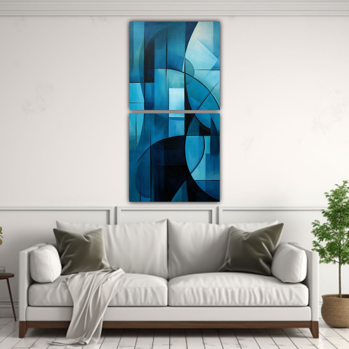 GENERICO - Cuadros Abstractos Azul Turquesa Para Decoración 20x40 Cm