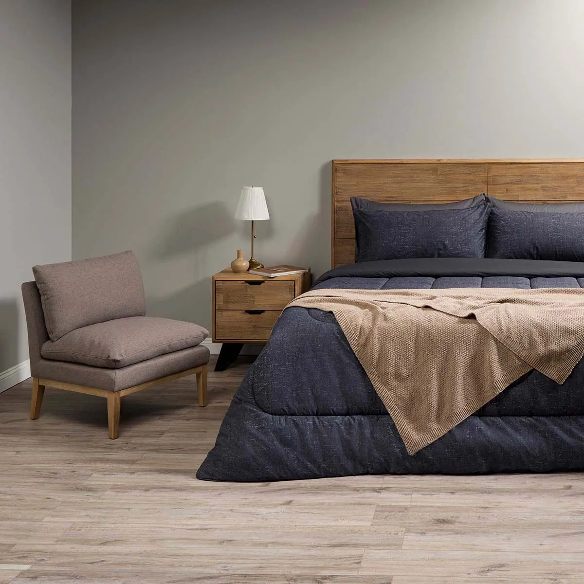 ROSEN - Plumón Cotton Grafito 2 Plazas