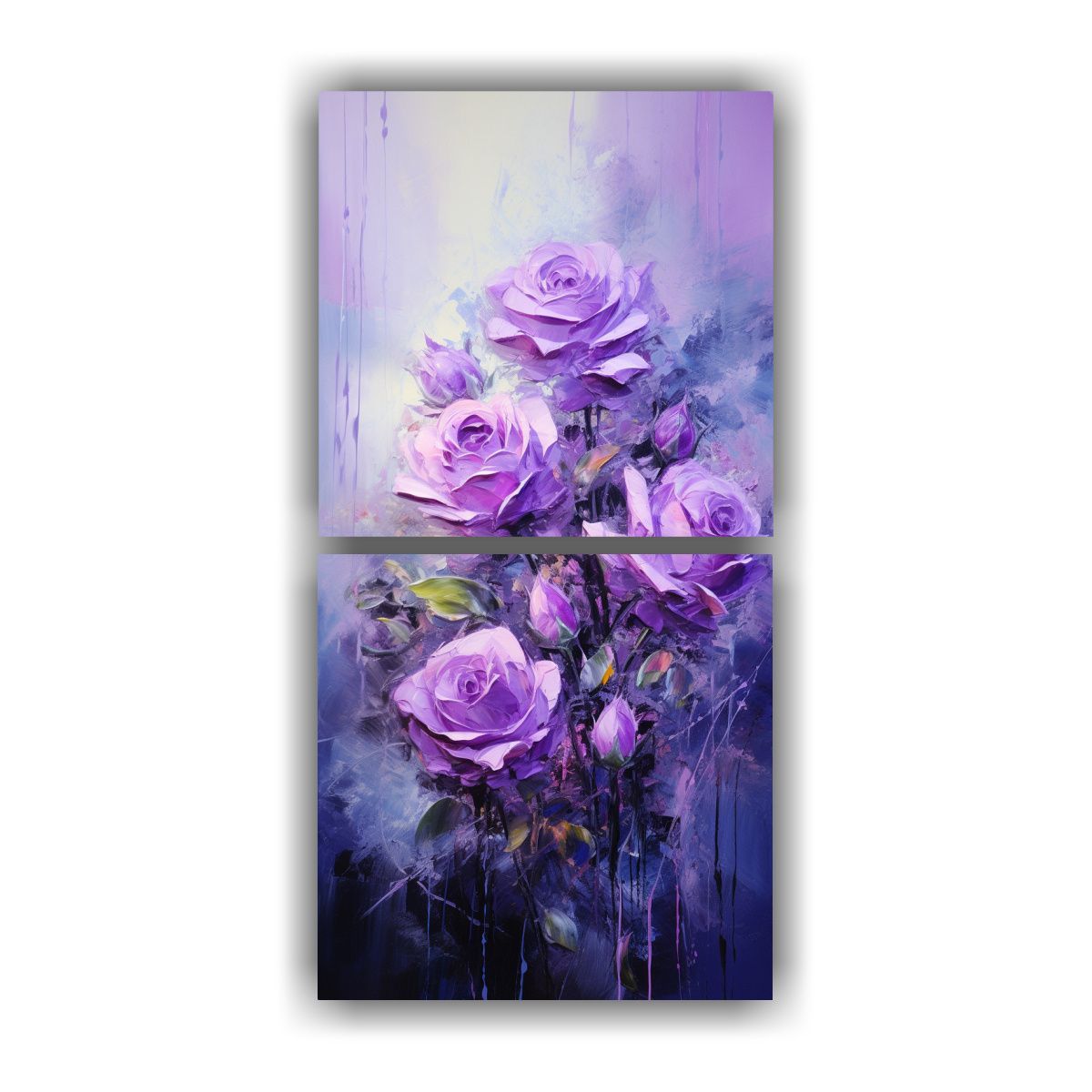 GENERICO - Pintura Lienzo Flores Moradas Estilo Abstracto 30x60 Cm