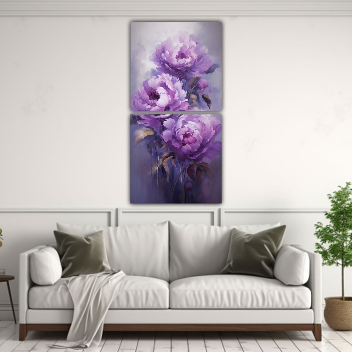 GENERICO - Cuadros Movimiento Arte Grafico A Purple PEONIES 40x80 Cm