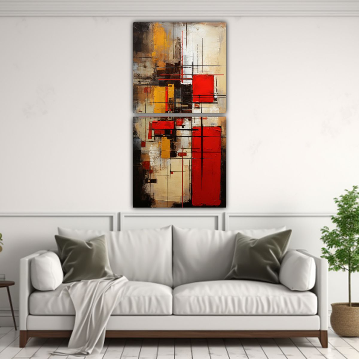 GENERICO - Cuadro Abstracto Belleza Natural Estilo Diptico 20x40 Cm