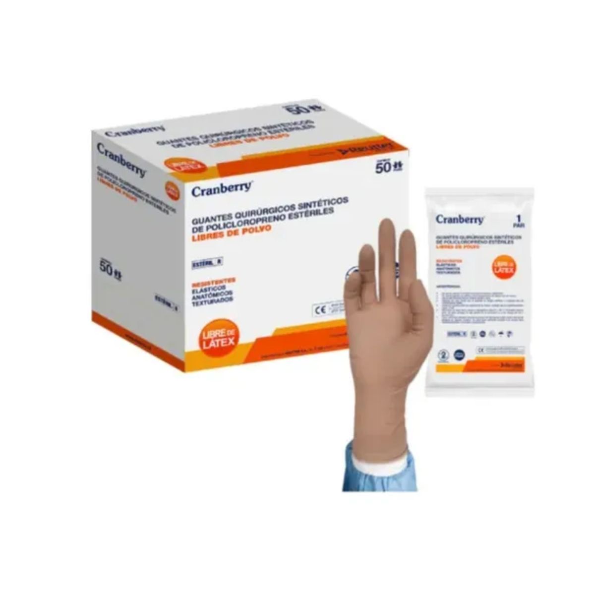 CRANBERRY - Guante  Desechable CRANBERRY Quirúrgicos  talla 6,5  X 50 Pares