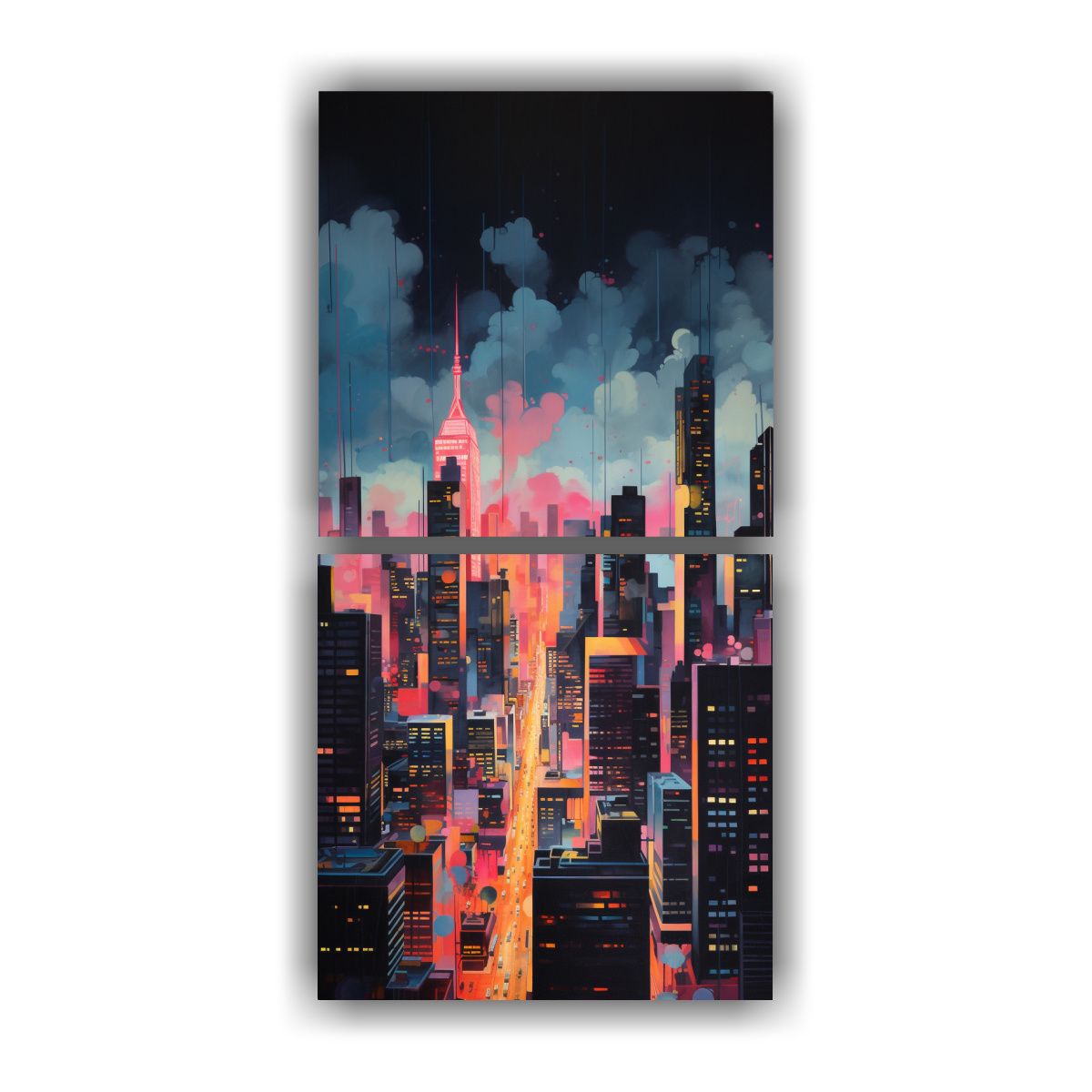 GENERICO - Pintura Decorativa Abstracta De Una Ciudad Al 40x80 Cm