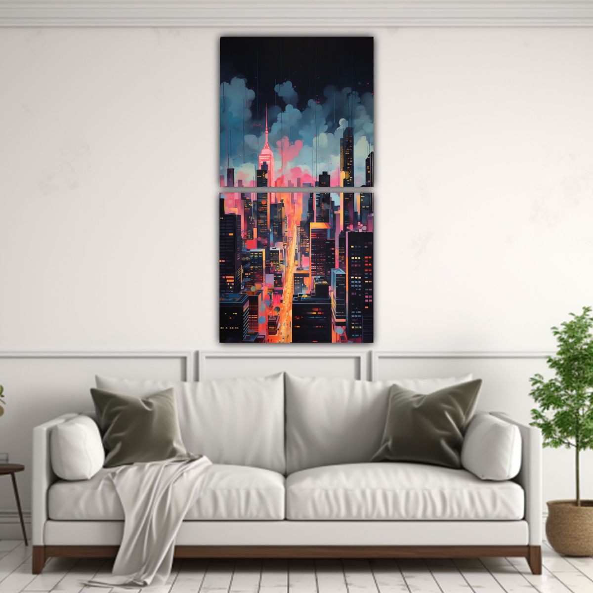 GENERICO - Pintura Decorativa Abstracta De Una Ciudad Al 40x80 Cm
