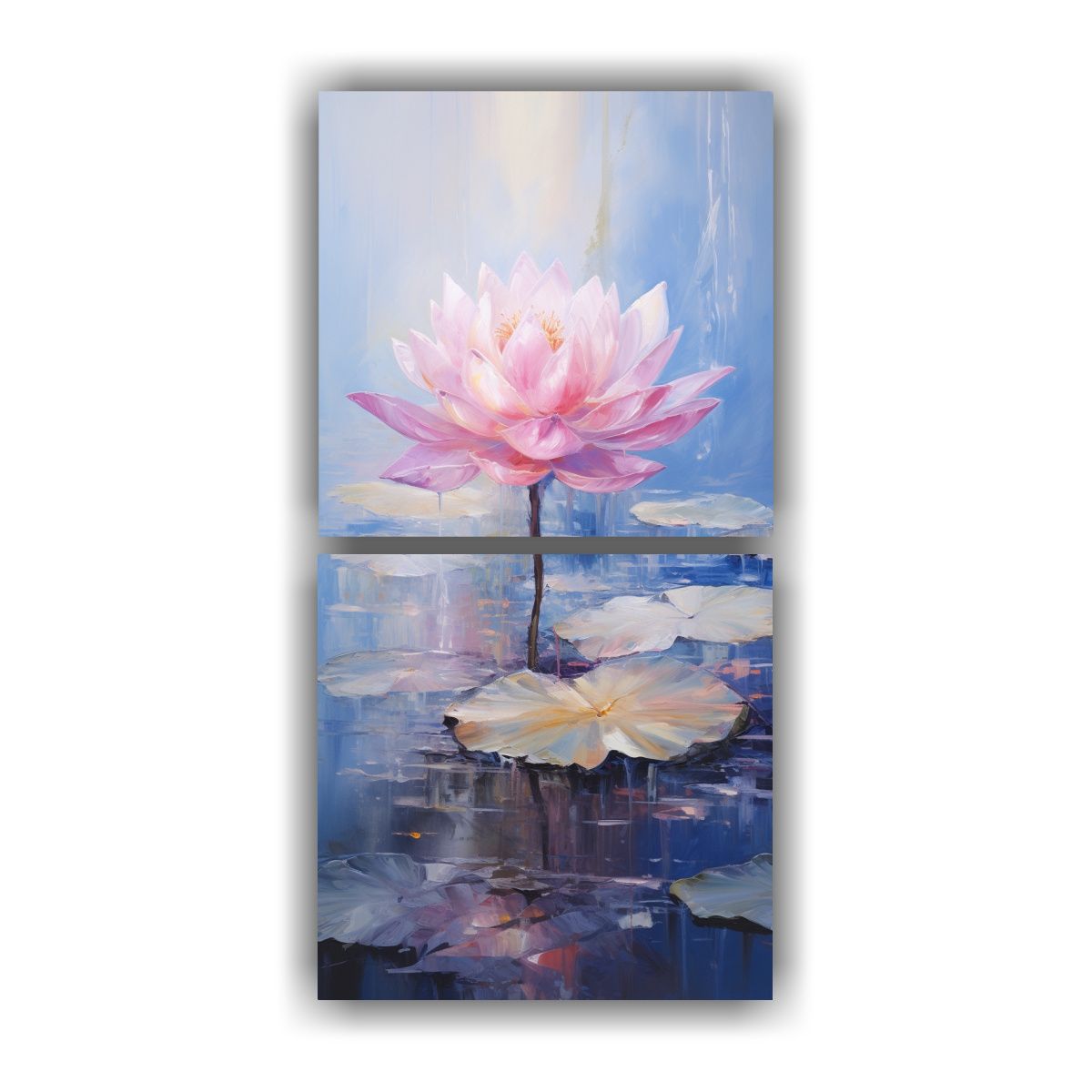 GENERICO - Pintura Al óleo De Loto Rosa En Lienzo Estilo 20x40 Cm