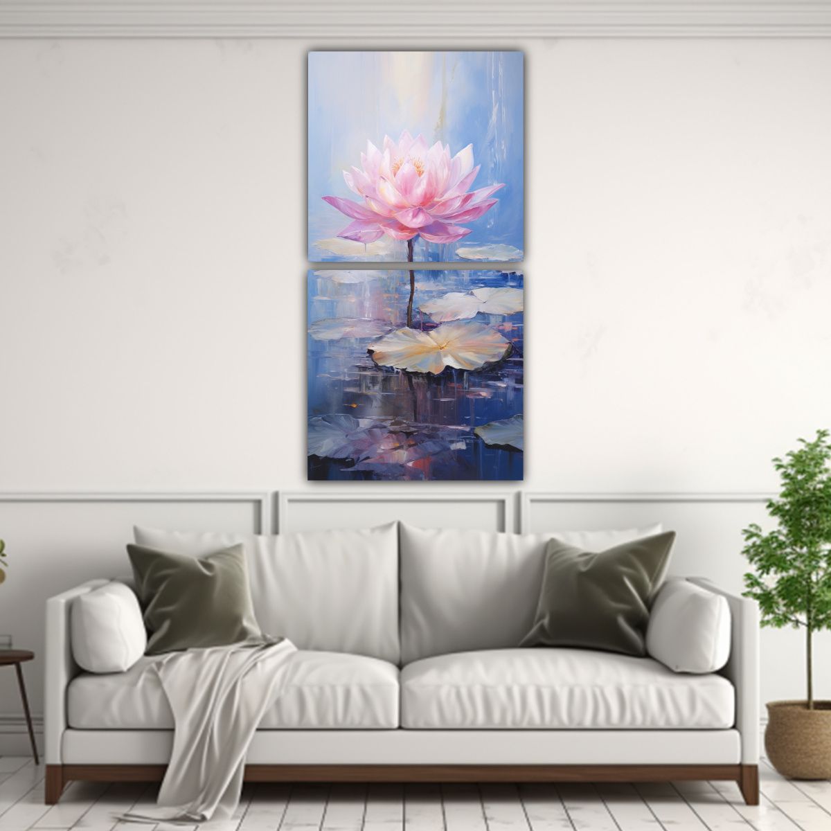 GENERICO - Pintura Al óleo De Loto Rosa En Lienzo Estilo 20x40 Cm