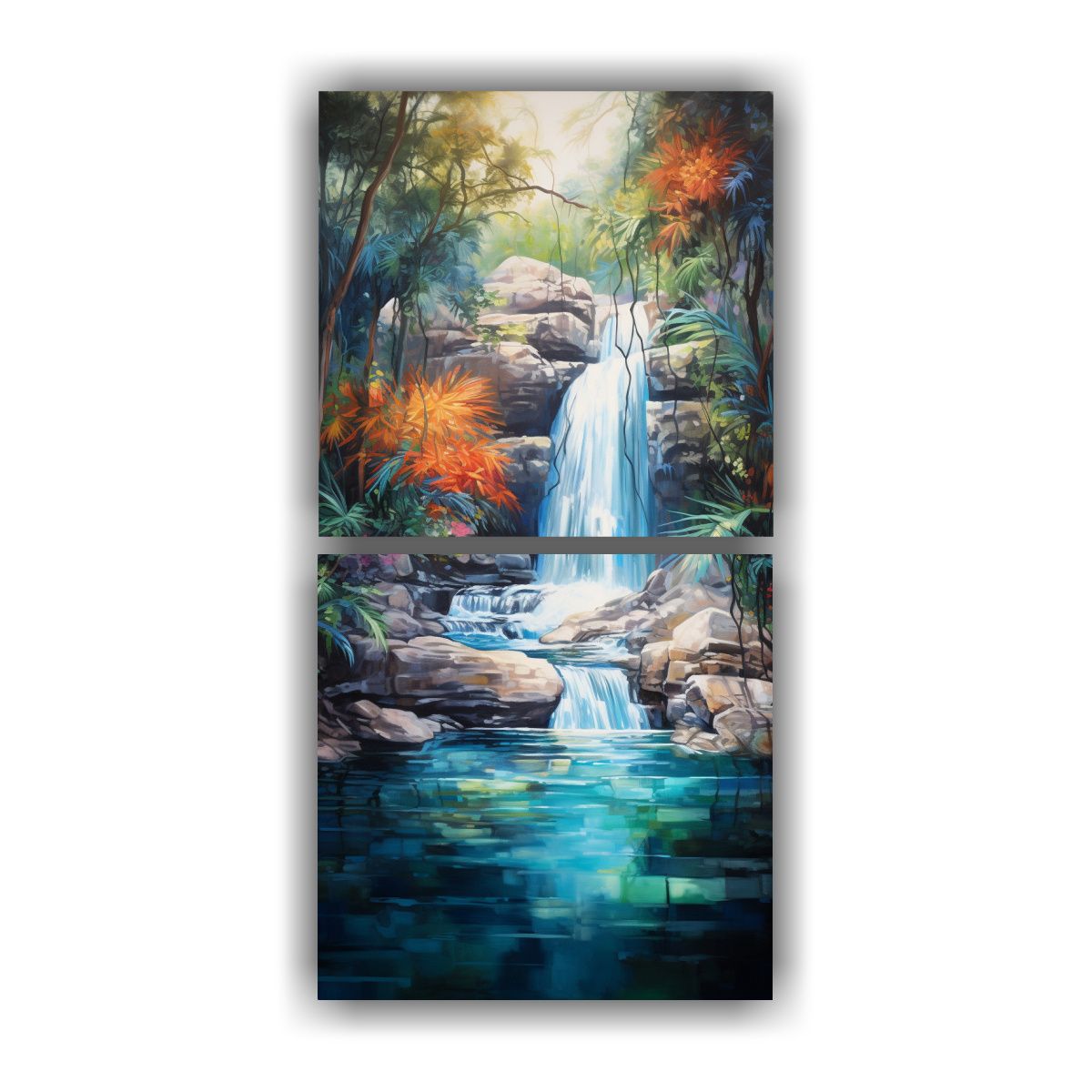 GENERICO - Pintura Abstracta De Cascada Tranquila En 50x100 Cm