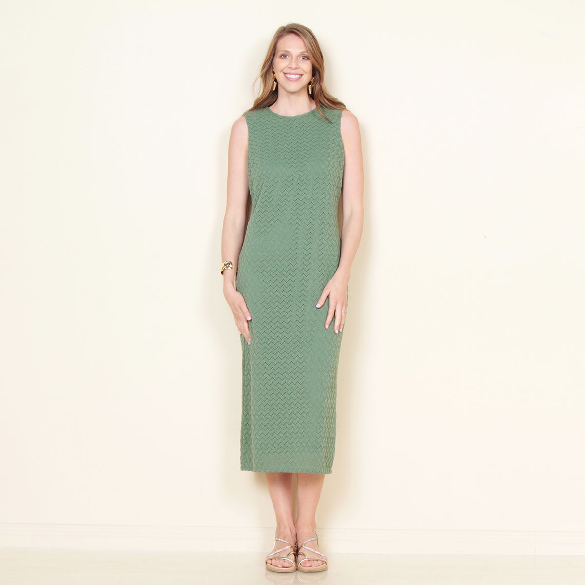 WADOS - VESTIDO SIN MANGA SOLIDO CON TEXTURA