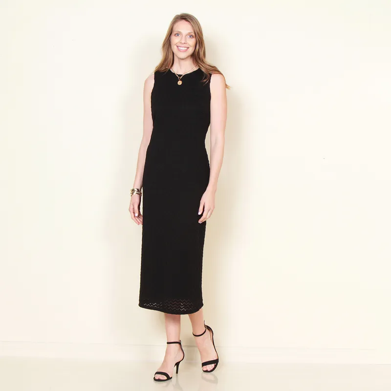 WADOS - VESTIDO SIN MANGA SOLIDO CON TEXTURA