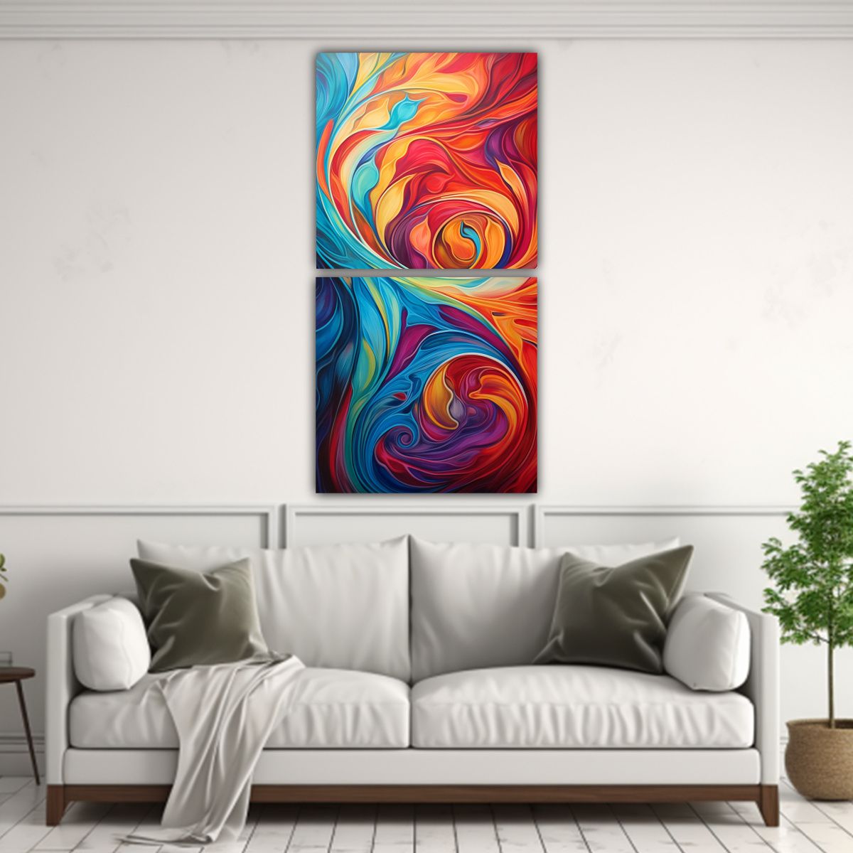 GENERICO - Armonía De Colores En Cuadros Abstractos Con 50x100 Cm