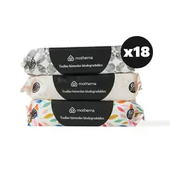 MOTHERNA - Toallitas Húmedas Caja 18x60 uns Hojas-Baldosas-Mujeres