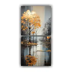 GENERICO - Cuadro Juvenil Sublimado De árboles En Plata Y 50x100 Cm