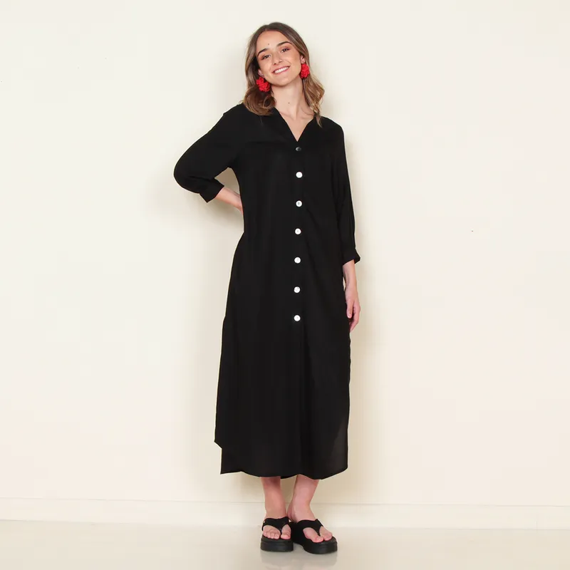 WADOS - VESTIDO MANGA 34 SOLIDO ESCOTE V