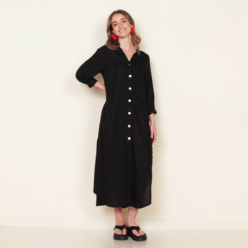 WADOS - VESTIDO MANGA 34 SOLIDO ESCOTE V