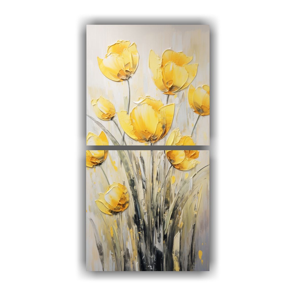 GENERICO - Cuadro Acuarela Bonito De Tulipanes Amarillos 20x40 Cm