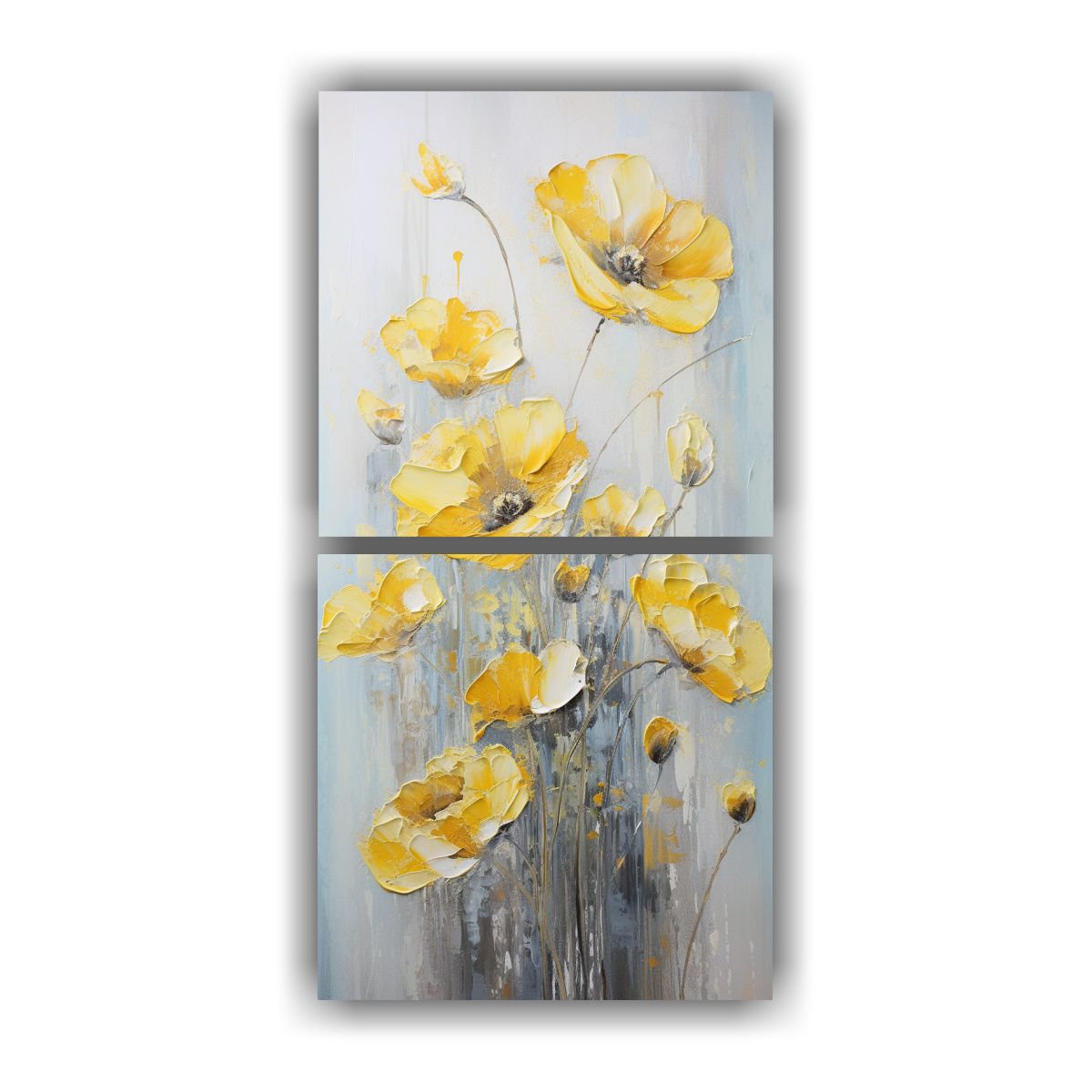 GENERICO - Set 2 Cuadros Patrón Intenso Bonito Amapolas 40x80 Cm