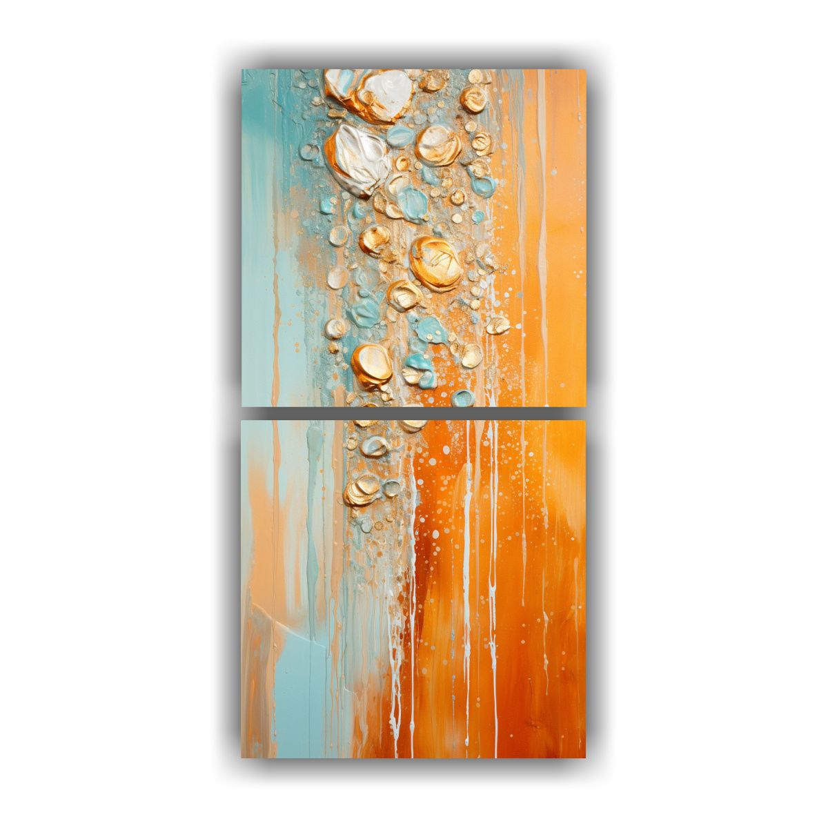 GENERICO - Lienzos De Tela Naranja Y Dorado Estilo Cuadro 20x40 Cm