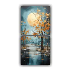 GENERICO - Pintura Abstracta De árboles En Plata Y Oro Con 30x60 Cm