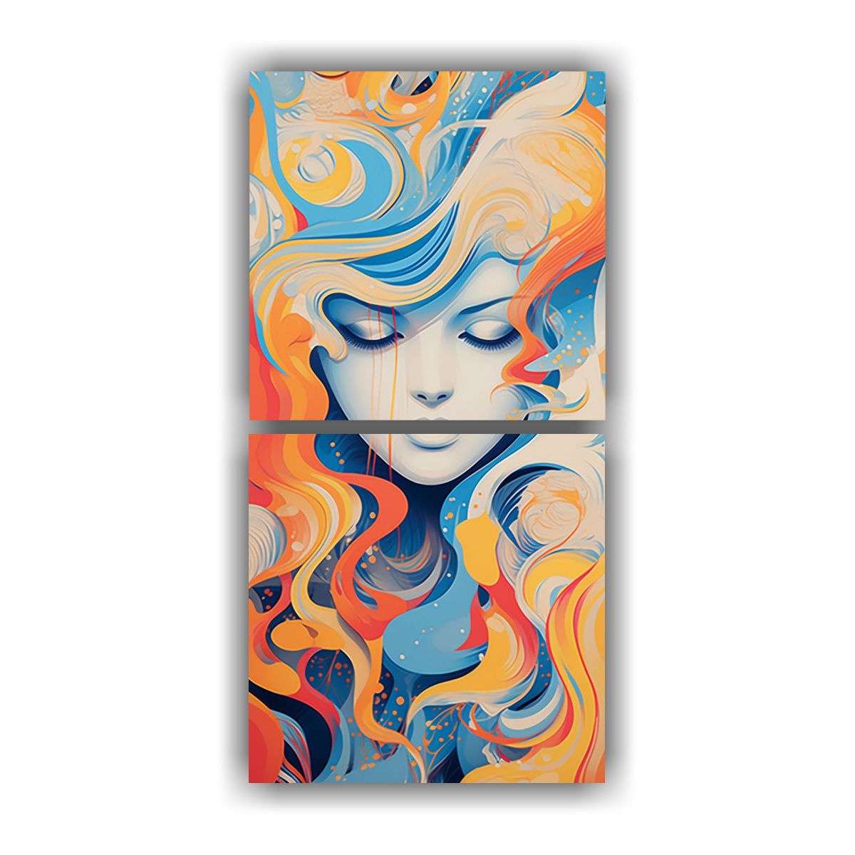 GENERICO - Conjunto 2 Cuadros Verticales Variaciones Forma Y 20x40 Cm