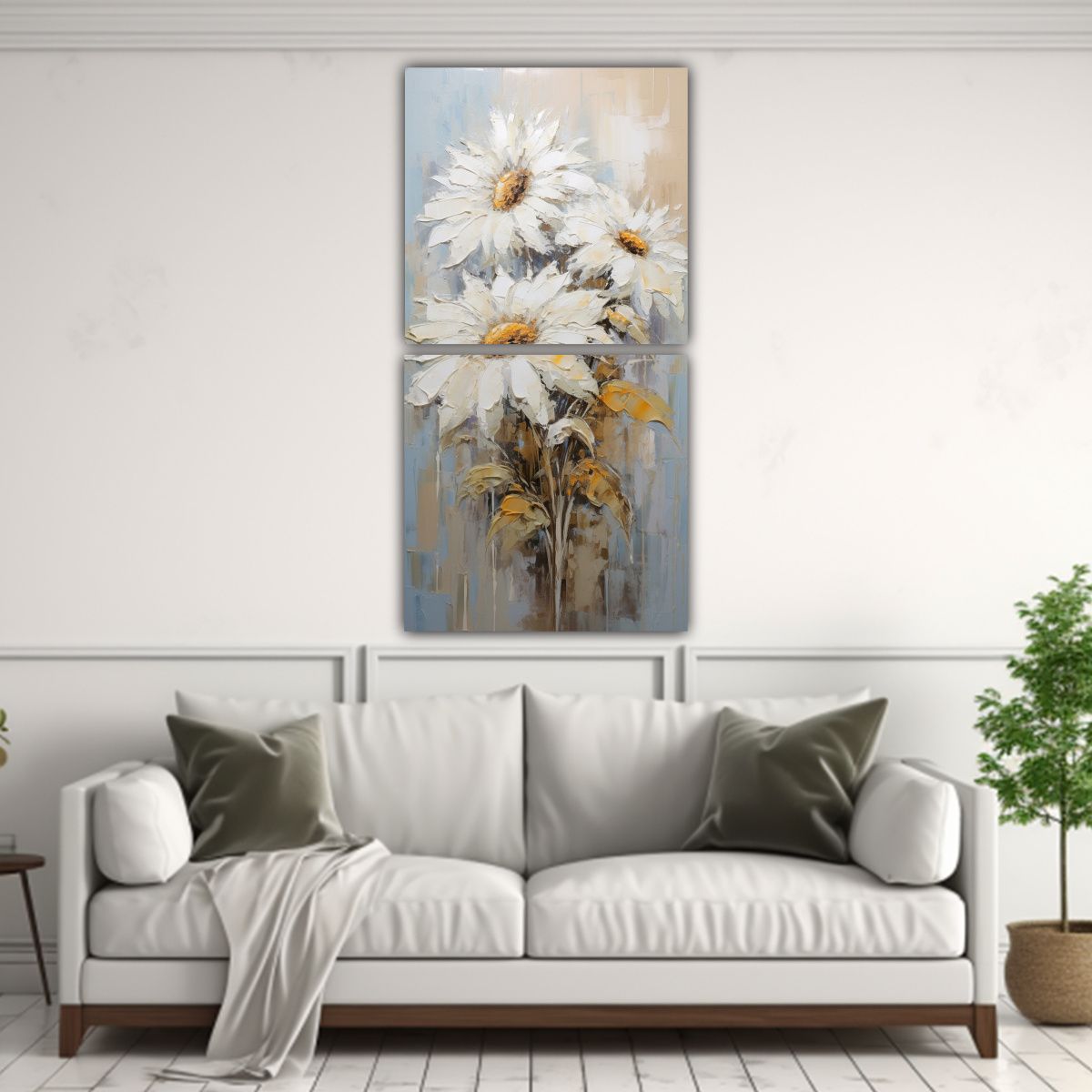 GENERICO - Pintura En Lienzo Estilo Galería De Girasoles 50x100 Cm