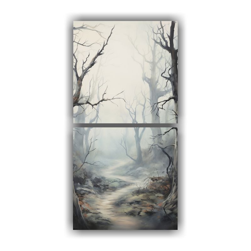 GENERICO - Pinturas Abstractas Serenas De Un Bosque Brumoso 50x100 Cm