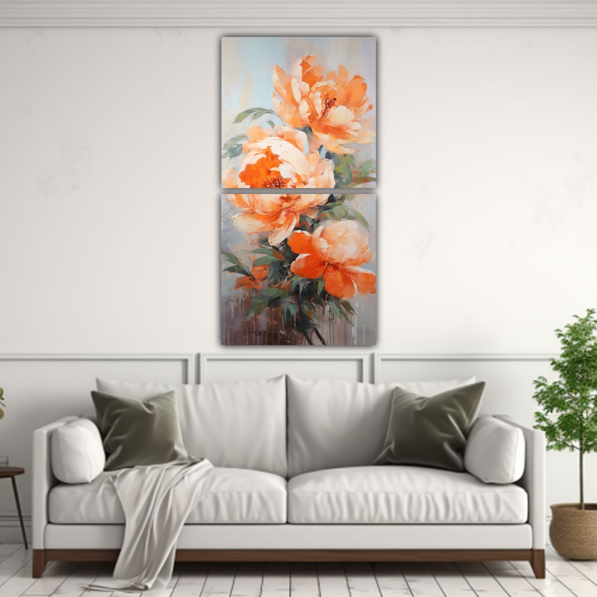 GENERICO - Pintura En Lienzo Estilo Salón Con Dos Lienzos 30x60 Cm