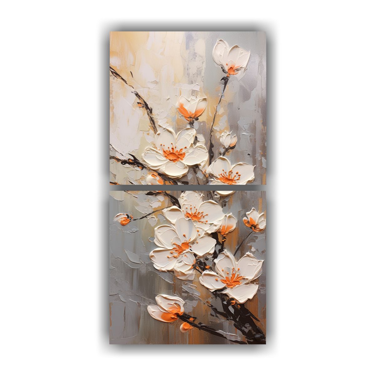 GENERICO - Pintura De Cerezos En Flor Naranja Sobre Lienzo 60x120 Cm