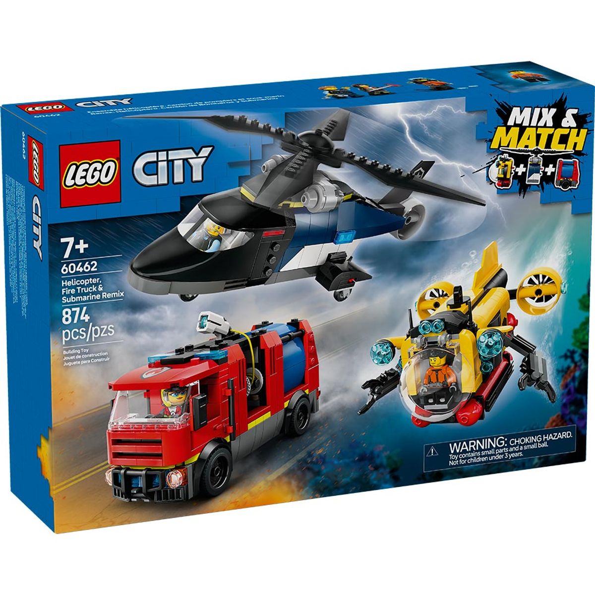 LEGO - LEGO Helicóptero, Camión de Bomberos y Submarino (60462)
