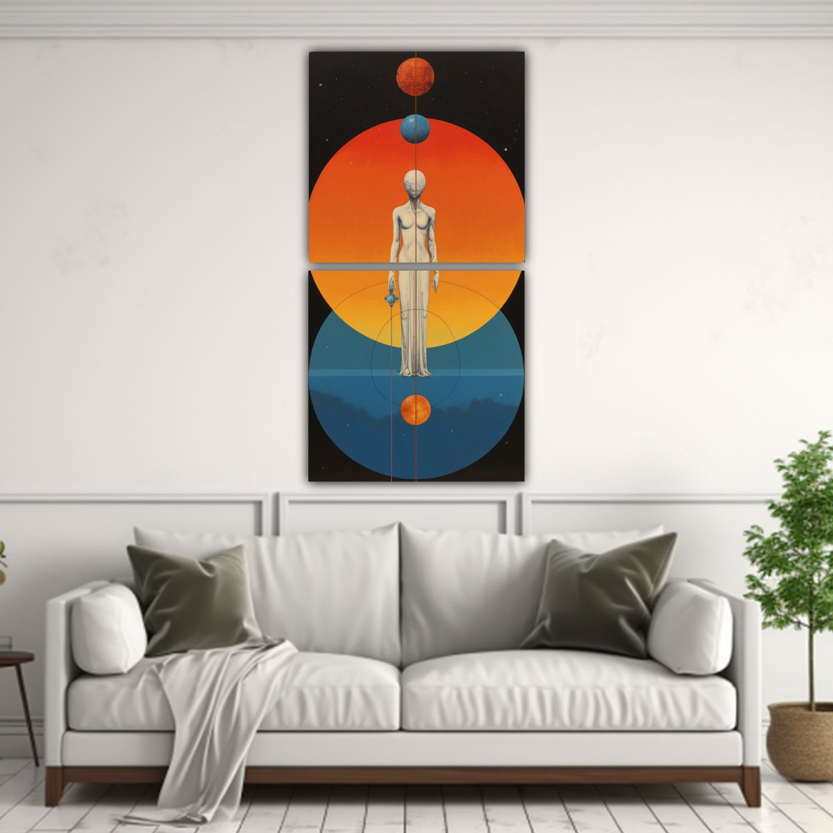 GENERICO - Díptico Cuadro Escena Minimal En Tres Colores 20x40 Cm