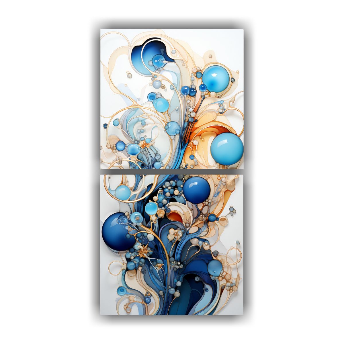 GENERICO - Díptico De Composición Vibrante Con Formas Y 30x60 Cm