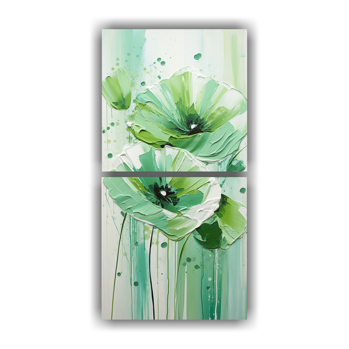 GENERICO - Cuadro Abstracción Exuberantes A Green POPPIES 30x60 Cm