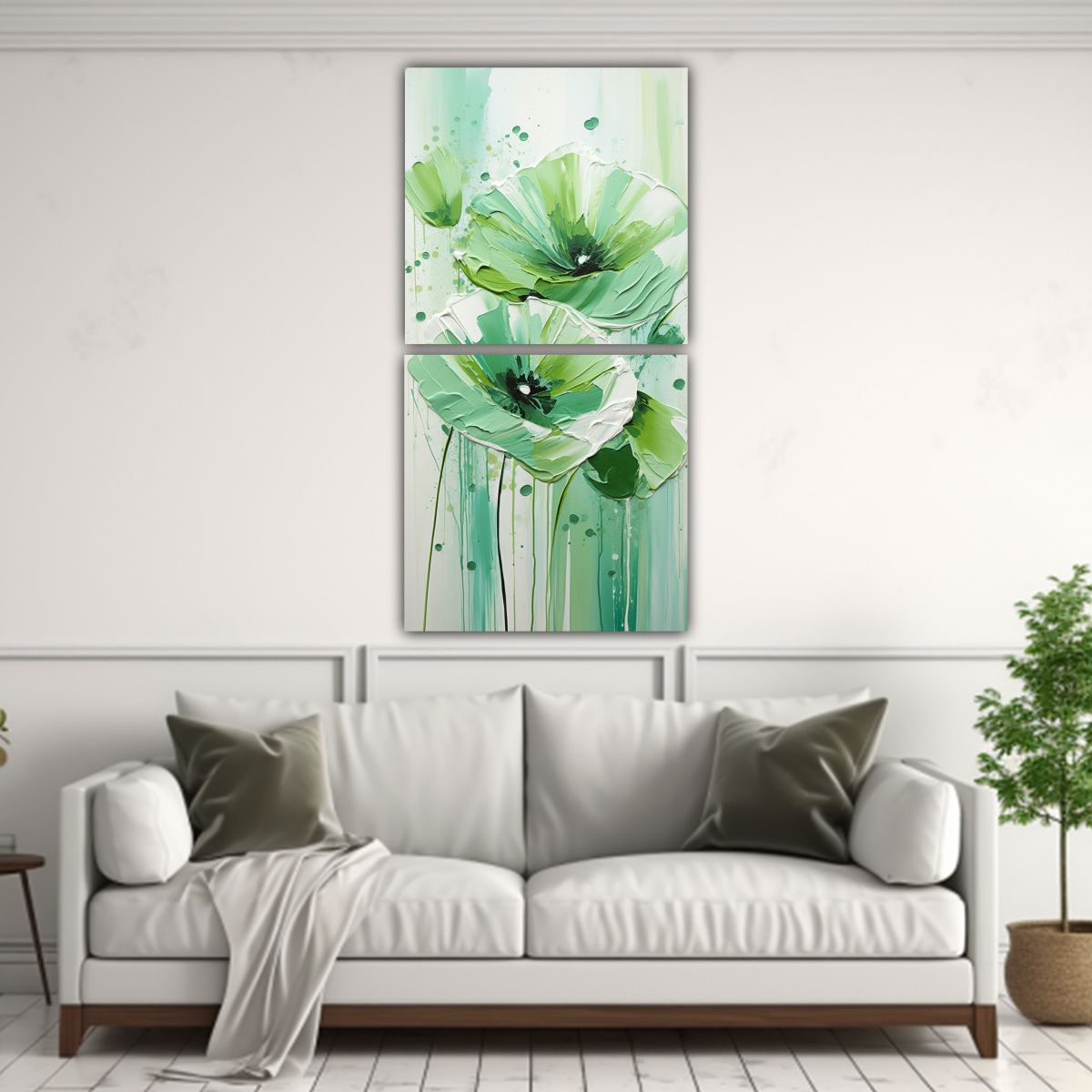 GENERICO - Cuadro Abstracción Exuberantes A Green POPPIES 30x60 Cm
